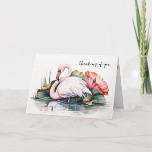 Carte Pensez à votre Flamant rose