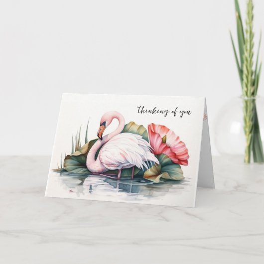 Carte Pensez à votre Flamant rose (Devant)