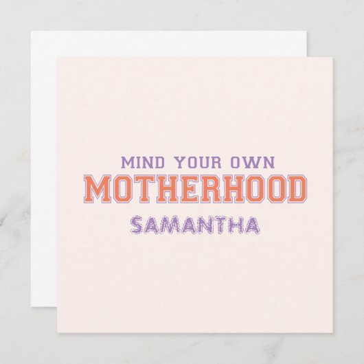 Carte Pensez À Votre Propre Maternité (Devant / Derrière)