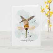 Carte Pensez à vous Aquarelle Colibri (Fleur jaune)