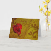 Carte Pensez à vous avec une rose rouge (Fleur jaune)