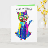 Carte Pensez à vous, Calico Cat, Groupe Kaleidoscope (Fleur jaune)