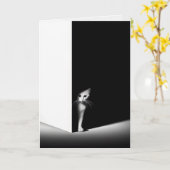 Carte Pensez à vous Chat Blanc dans les ombres (Fleur jaune)