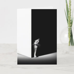 Carte Pensez à vous Chat Blanc dans les ombres