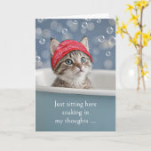 Carte Pensez à vous Cute Kitten Chat dans un bain de bul (Fleur jaune)