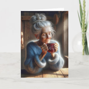 Carte Pensez à vous douce vieille dame avec du café Mug