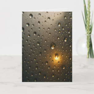 Carte Pensez à vous gouttes de pluie avec lumière dorée