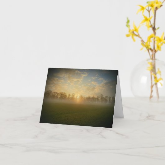 Carte PENSEZ À VOUS - Hiver soleil se lever dans le parc (Fleur jaune)