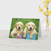 Carte Pensez à vous Labrador Retriever Puppies Card (Fleur jaune)