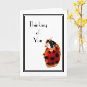 Carte Pensez à vous mignon et classe petit Ladybug (Fleur jaune)