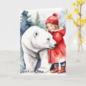 Carte Pensez à vous Ours Polaire Hug (Fleur jaune)