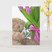 Carte Pensez à vous Teddy Bear (Fleur jaune)