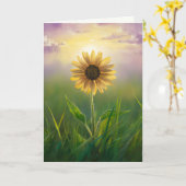Carte Pensez à vous tournesol dans la prairie verte (Fleur jaune)