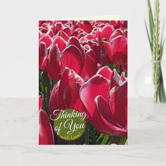 Carte Pensez à vous Tulipes rouges Salutations Fleurs (Devant)
