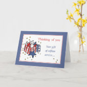 Carte Pensez à vous USA Cadeau avec étoiles et rayures (Fleur jaune)