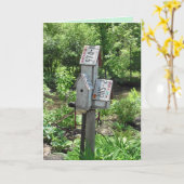 Carte Pensez à vous Vintage Birdhouses (Fleur jaune)