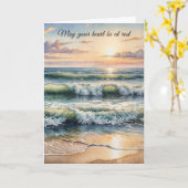 Carte Pensez à vous Watercolor Beach Sunrise (Fleur jaune)