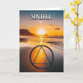 Carte PENSEZ Slogan AA Plage au lever du soleil (Fleur jaune)