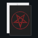 Carte Pentagram Red Devil<br><div class="desc">Pentagramme rouge,  inversé,  texturé en cercle,  sur arrière - plan noir. Symbole occulte 666</div>