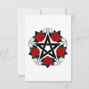 Carte Pentagramme aux roses rouges