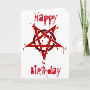 Carte Pentagramme tacheté Satanique rouge Anniversaire