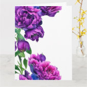 Carte Peonées d'aquarelle romantique violet magenta rose (Fleur jaune)