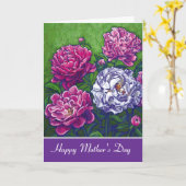 Carte Peonies Bonne Fête des Mères (Fleur jaune)