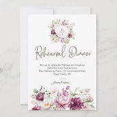 Carte Peonies Bourgogne rose Dîner de répétition florale (Devant)