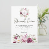 Carte Peonies Bourgogne rose Dîner de répétition florale (Debout devant)