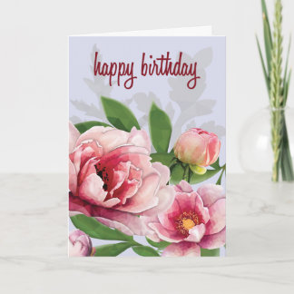 Carte Peonies LowPoly Anniversaire