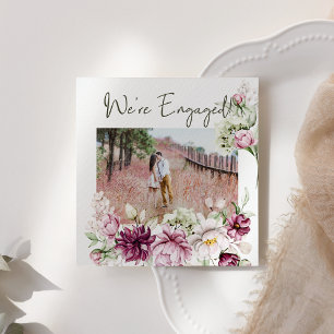 Carte Peonies Pink Burgundy Floral Ajouter Fiançailles p