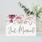 Carte Peonies Rose Bourgogne Floral Juste Marié (Debout devant)