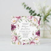 Carte Peonies rose Bourgogne Mariage floral (Debout devant)