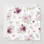 Carte Peonies rose Bourgogne Mariage floral (Dos)