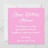 Carte Peonies roses Chocolat Anniversaire Personnalisé (Dos)