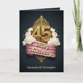 Carte Peonies roses et ivoire douces 45e anniversaire de (Devant)