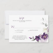 Carte Peonies violettes foncées Mariage floral RSVP (Devant)