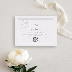 Carte Peony Modern Formal Élégant QR Réponse Mariage