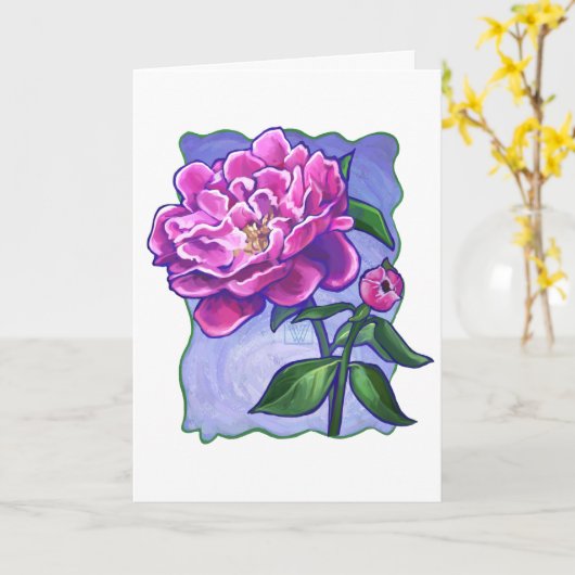 Carte Peony on Blue, Joyeuse fête des mères (Fleur jaune)