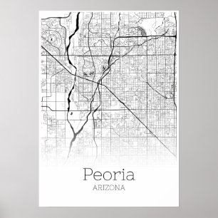 Carte Peoria - Arizona - Poster de la carte de vil