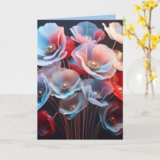 Carte Pépites Translucides D'Anniversaire Sur Noir (Fleur jaune)