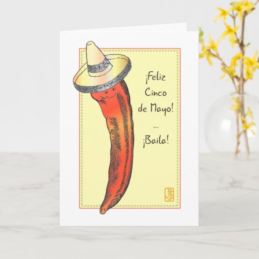 Carte Pepper Chimel Chaud Cinco de Mayo en espagnol (Fleur jaune)
