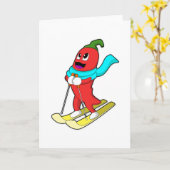 Carte Pepper en Skier avec Ski (Fleur jaune)