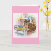 Carte Percy Le Hibou 🦉 Bibliothécaire (Fleur jaune)