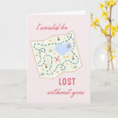 Carte Perdu sans vous Merci Saint Valentin (Fleur jaune)