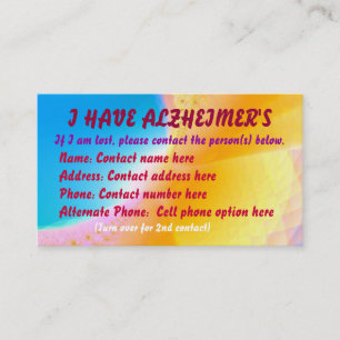 Carte (perdue) du contact d'Alzheimer