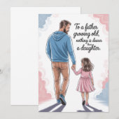 Carte père et fille Fête du Père Anniversaire (Devant / Derrière)