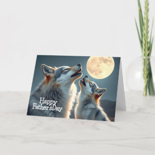 Carte Père Loup et Petit Loup Hurleur à la pleine lune