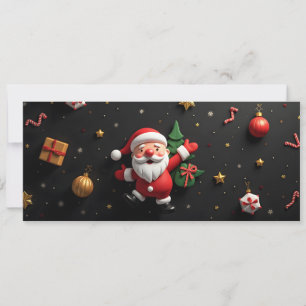 Carte Père noël 3D enfantin et décor de fête