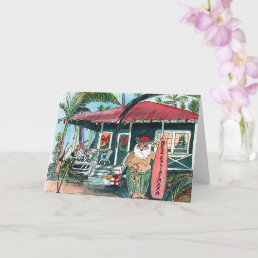 Carte Père Noël à Noël hawaïen (Orchidée)